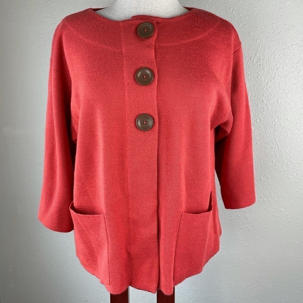 NWT Kasper Burnt Orange Cardigan Sweater Size M